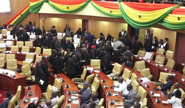 NPP MPs stages walk out on 2024 budget approval, speaker forced to suspend sitting